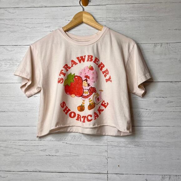 Strawberry Shortcake Tops - Strawberry Shortcake Top Womens Size Large Cropped Novelty 100% Cotton